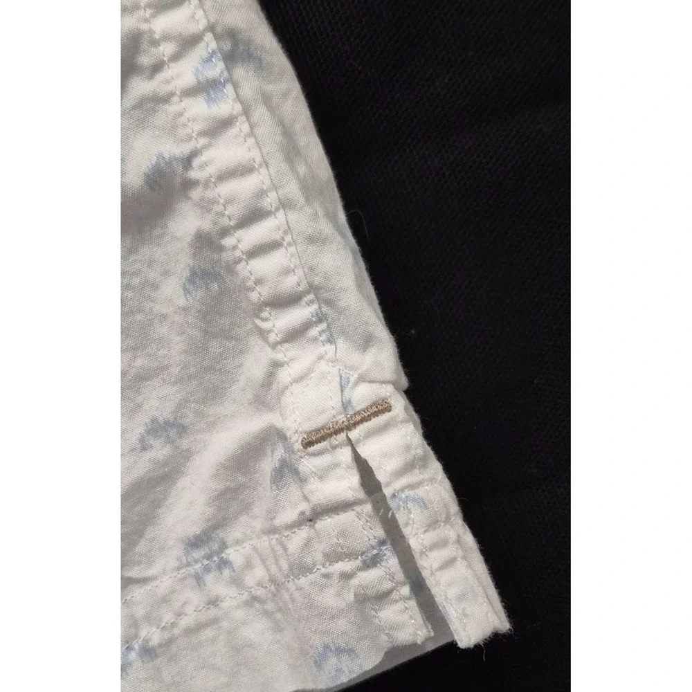 Banana Republic men's white short sleeve‎ button up blue print slim fit LG